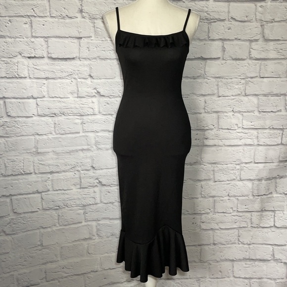 Nasty Gal Ruffle Midi Dress Size 2 - Picture 2 of 11
